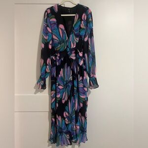 Plus Floral Print Plisse Mid/Maxi Dress